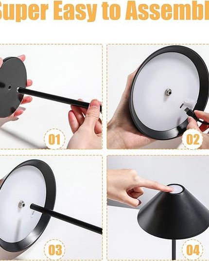 oneleaf Cordless Table Lamp, Modern LED Rechargeable Battery Touch Desk lamp,Night Light, Metal Shell,Minimalist Design, for Couple Dinner/Coffee Table/Restaurant/Bedroom/Camp-Black - LeafyLoom