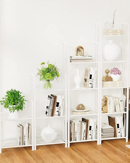 Bookshelf Storage Shelf Bookcase Freestanding Storage Stand for Living Room, Bedroom, Kitchen, Rust Resistance Easy Assembly Free Combination Multi-Functional Organizer (2 Tiers, White) - LeafyLoom