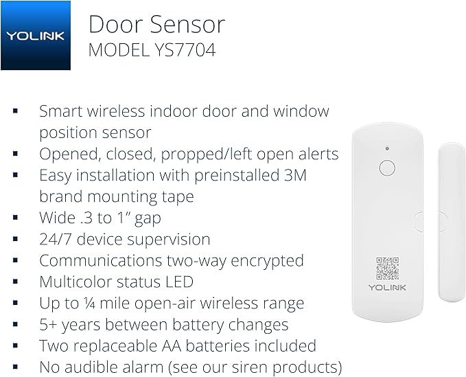 YoLink LoRa Smart Door Sensor Starter Kit: Hub & Door Sensor - Door Left-Open Reminders, up to 1/4 Mile Open-Air Range, up to 5 Year Battery Life, Alexa, IFTTT, Home Assistant YoLink