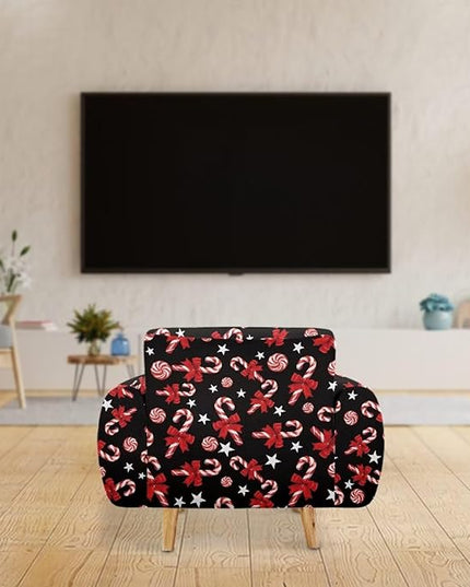 FKELYI Christmas Easy Going Stretch Sofa Slipcover Candy Cane Sofa Couch Cover Non-Slip Sofa Slipcovers Washable Furniture Protector S FKELYI