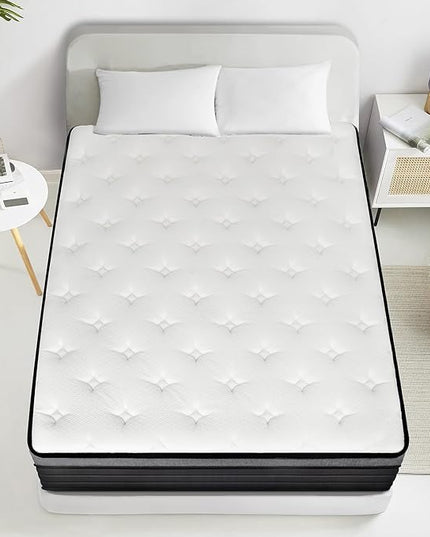 EIUE Queen Size Mattress 10 Inch,Bed-in-a-Box,Hybrid Mattress,Individual Pocket Spring Mattress,Medium Firm Mattresses,Breathable Comfortable for Sleep Supportive and Pressure Relief - LeafyLoom