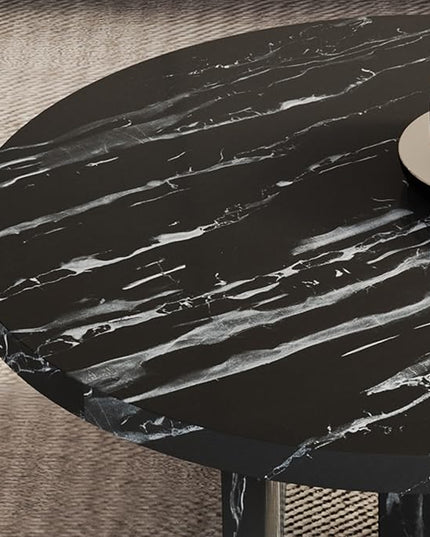 NicBex 31.4Inch Round Dining Table,Mid-Century Modern Kitchen Table with Black and White Patterns Tabletop for 2 to 4,Leisure Coffee Table for Kitchen,Small Space and Living Room,Space-Saving,Black - LeafyLoom