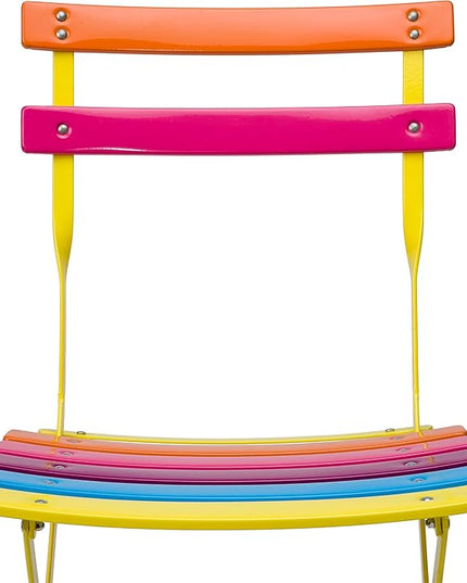 Alpine Corporation MSY114A Rainbow Metal Bistro Set w Two, Table: 24" L x 24" W x 28" H Chair: 16" L 18" W x 32" H - LeafyLoom