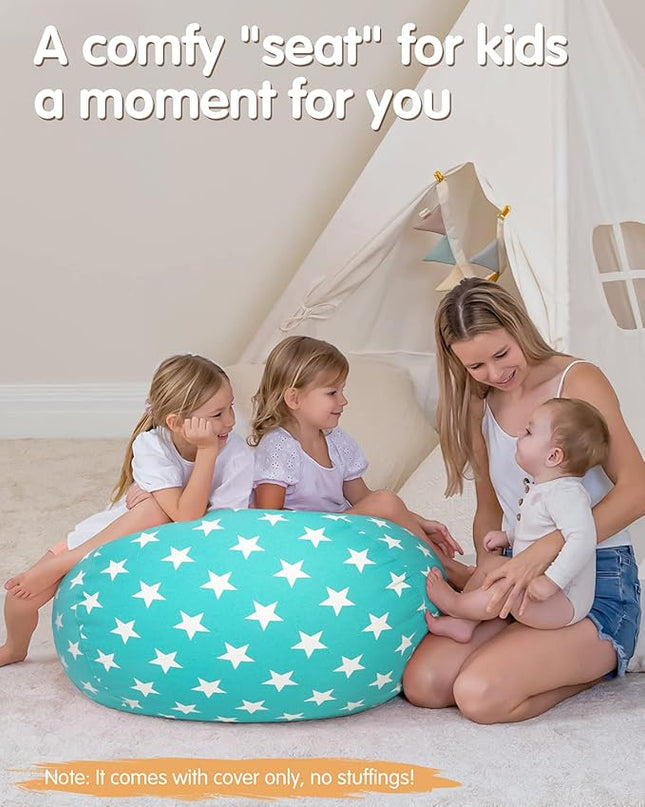Aubliss Stuffed Animal Bean Bag Storage Chair (Aqua Star, Medium (32'')) - LeafyLoom