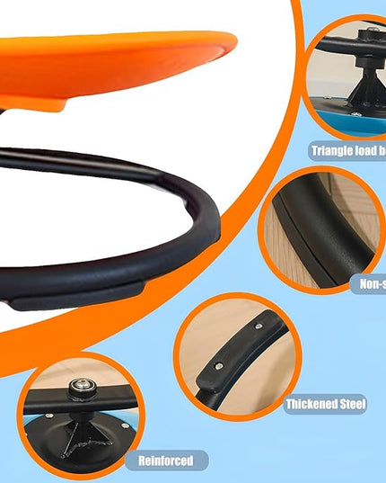 Autism Kids Swivel Chair,Spin Sensory Chair,Kids Spinning Chair,Sit Spin Training Body Coordination,Metal Base Non-Slip Small Desk Chair (Orange) - LeafyLoom