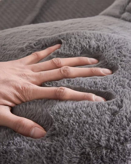 Aimuan Reading Pillow Bed Rest Pillow with Arms Rabbit Fur Cushion for Adults Teens Incline Rest Sitting up & Sleeping Snoring Pillow with Pregnancy Lumbar Back Support (Standard, Grey) - LeafyLoom