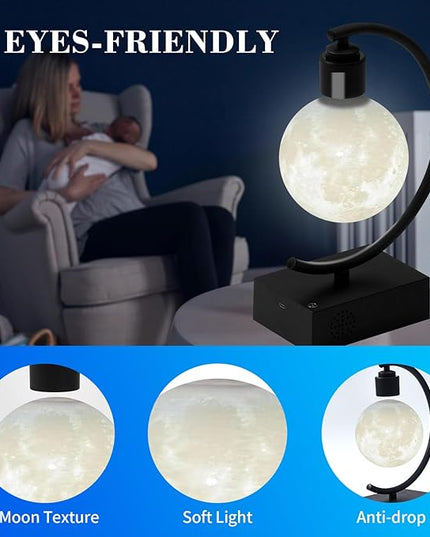 Levitating Moon Lamp with Cool Bluetooth Speaker and 3D-printed Floating Moon Ideal Gift for Friends Families on Holiday - LeafyLoom