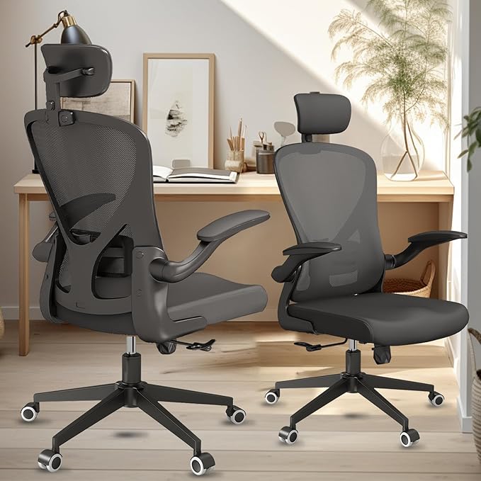 Ergonomic Desk Chair with 300LBS Capacity,Adjustable Headrest,Lumbar Support,and Breathable Mesh Back - Perfect for Home Office,Study,and Gaming (Black) - LeafyLoom