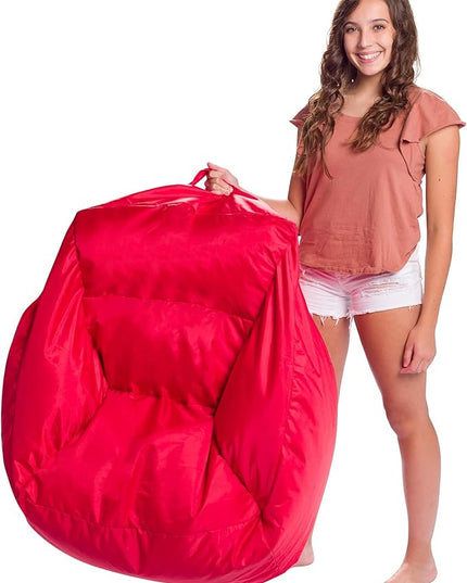 Posh Creations Structured Comfy Seat for Playrooms and Bedrooms, Large Bean Bag Chair, Coronado Chair, Red - LeafyLoom