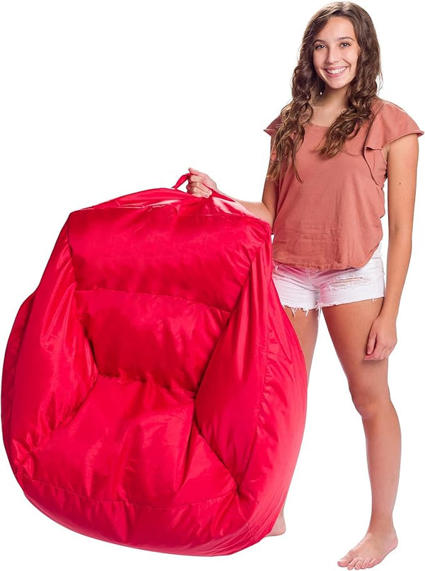 Posh Creations Structured Comfy Seat for Playrooms and Bedrooms, Large Bean Bag Chair, Coronado Chair, Red - LeafyLoom