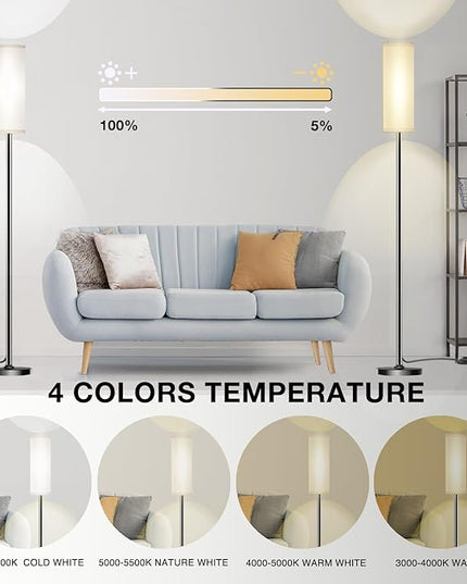 Floor Lamp for Living Room Bedroom, Modern Floor Lamp with Remote,Stepless Dimmable 12W Bulb Included,Standing Lamps LED Tall Lamp for Bedroom Office(Beige) - LeafyLoom