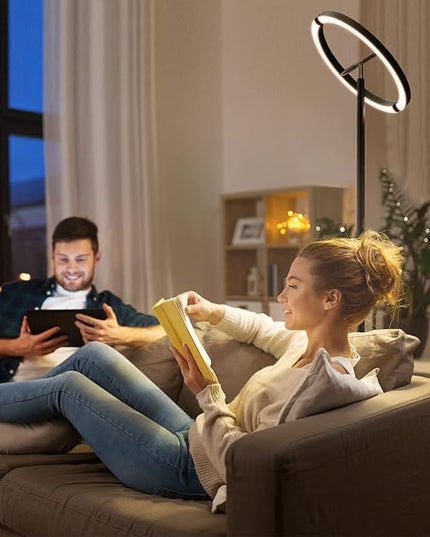 FIMEI Split Floor Lamp for Living Room, Modern Bright LED Standing Lamp, Eye-Protection Stepless Dimmable and 3000K-6000K, for Bedroom Office, Black - LeafyLoom