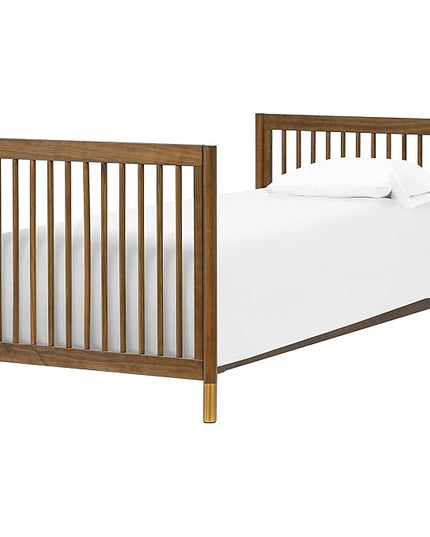 babyletto Gelato 4-in-1 Convertible Mini Crib in Natural Walnut and Brushed Gold Feet, Greenguard Gold Certified - LeafyLoom