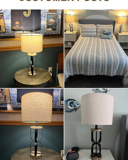 25" Industrial Dual USB Charging Ports 3-Way Dimmable Touch Control Table Lamp Nightstand Lamp Vintage Modern Bedside Lamps for Living Room Bedroom Hotel - LeafyLoom