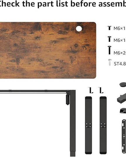 MOUNTUP Height Adjustable Electric Standing Desk Whole-Piece, 48 x 24 Inches Quick Assembly Sit Stand Desk, Stand Up Desk with Memory Controller, Ergonomic Desk, Rustic Brown - LeafyLoom