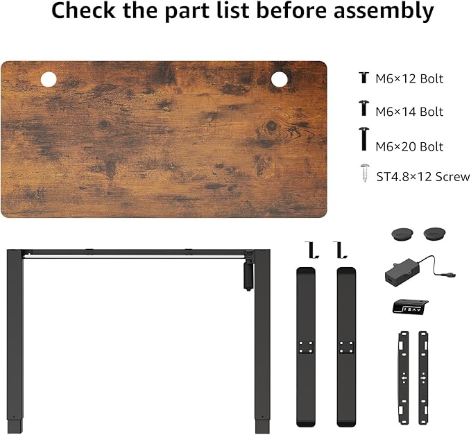 MOUNTUP Height Adjustable Electric Standing Desk Whole-Piece, 48 x 24 Inches Quick Assembly Sit Stand Desk, Stand Up Desk with Memory Controller, Ergonomic Desk, Rustic Brown - LeafyLoom