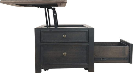 Signature Design by Ashley Tyler Creek Rustic Farmhouse Lift Top Coffee Table with Drawers, Brown & Black - LeafyLoom
