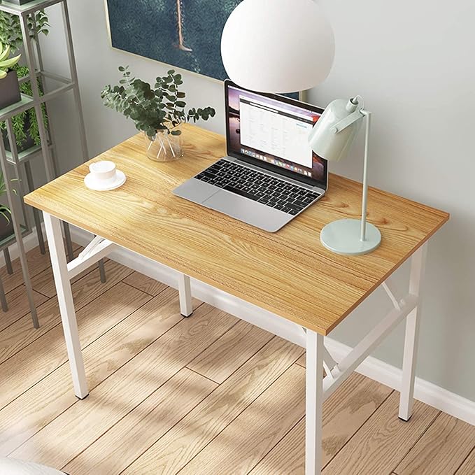 Folding Desk, 31.5 inch No Assembly Folding Desks for Small Spaces, Sturdy Foldable Computer Desk, Multi-Purpose Home Office Desks, Study Writing Desk Office Table Workstation for Home Office Outdoor - LeafyLoom