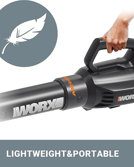 WORX Cordless Leaf Blower 20V WORXAIR Turbine Blower WG547.2 for Lawn Care Yard Work, 2 Variable Speed Control, 1 * 4.0 Ah Battery & Charger Included - LeafyLoom