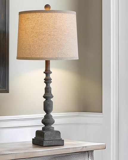 Oneach 27.75" Single Table Lamp for Living Room, Farmhouse Bedside Lamps with Dual USB Port for Bedroom Kids Room Dorm Office, Rustic Lamps for End Table Nigntstand Resin… - LeafyLoom