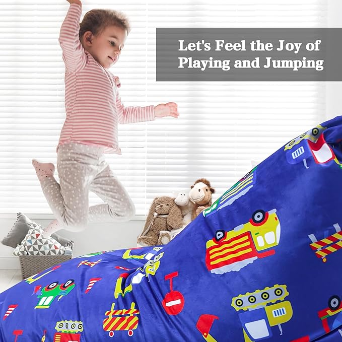 Jorbest Stuffed Animal Bean Bag Storage, Cute Excavator Stuffed Animal Storage Bean Bag Chair Cover for Kids and Adults, Luxury Velvet Bean Bag Covers Only without Filling, (200L/52 Gal) - LeafyLoom