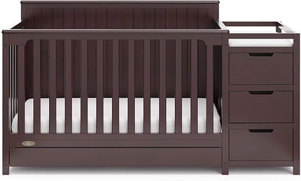Graco Hadley 5-in-1 Convertible Crib and Changer with Drawer (Espresso) – GREENGUARD Gold Certified, Crib and Changing Table Combo with Drawer, Includes Baby Changing Pad, Converts to Full-Size Bed - LeafyLoom