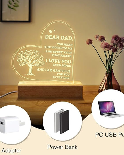 Welsky Birthday Gifts for Dad from Daughter Son, Personalized Dad Night Light Gifts for Birthday, Christmas, Dad Presents from Kids - LeafyLoom