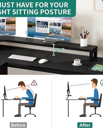 YITAHOME L Shaped Desk with Lift Top, 65" Adjustable Standing Desk with File Drawer, Corner Computer Desk with Storage Shelves,Home Office Desk, Black - LeafyLoom