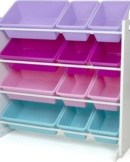 Humble Crew Toy Storage Organizer, White/Pink/Purple/Turquoise 34x11x31 inches,12x9x6 inches,16x12x6 inches - LeafyLoom