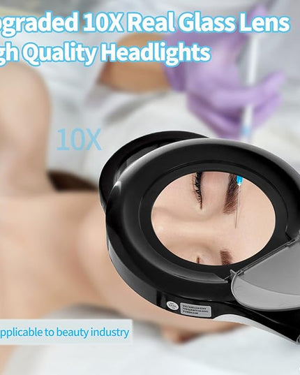 10X Magnifying Lamp with Clamp, KIRKAS 2200 LM Super Bright and Stepless Dimming Magnifying Glass with Light, Real Glass Lens Lighted Magnifier Light for Close Work, Crafts, Reading, Repair - Black - LeafyLoom