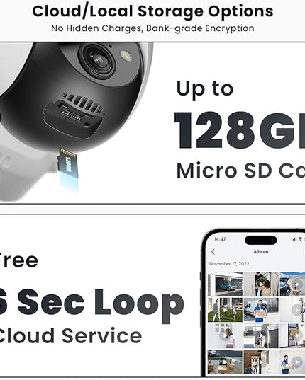 ieGeek 5MP Security Cameras Wireless Outside, Solar Camera Outdoor Wireless WiFi 360° PTZ Battery Powered with Spotlight & Siren/Motion Detection/Color Night Vision/2-Way Audio/IP65, Works with Alexa ieGeek