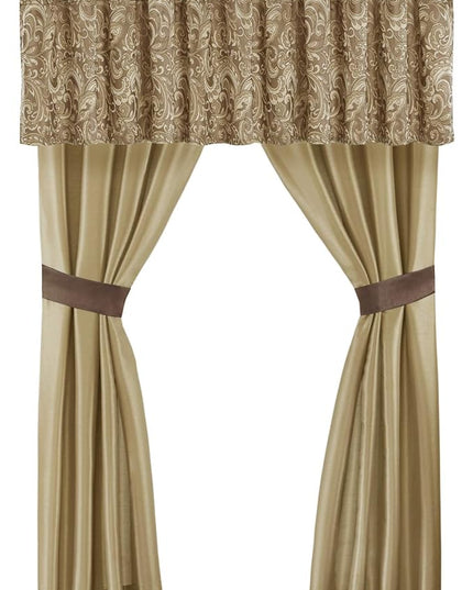 Madison Park Essentials Brystol 24 Piece Room in a Bag Faux Silk Comforter Jacquard Paisley Design Matching Curtains Down Alternative Hypoallergenic All Season Bedding-Set, King(104"x92"), Brown - LeafyLoom
