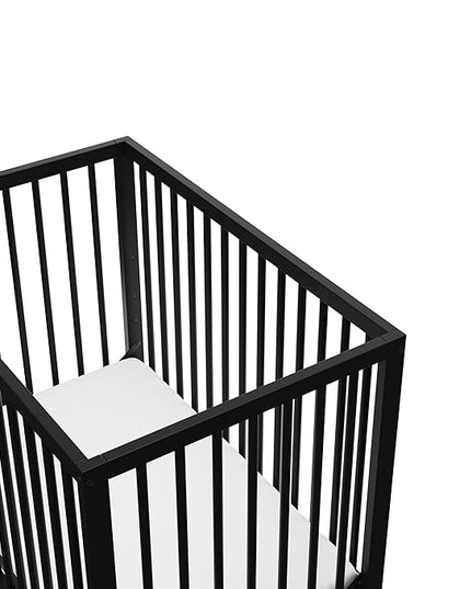 Graco Teddi 4-in-1 Convertible Mini Crib with Bonus Water-Resistant Mattress (Black) – GREENGUARD Gold Certified, 2.75-Inch Mattress Included, Convenient Size, Easy 30-Minute Assembly - LeafyLoom