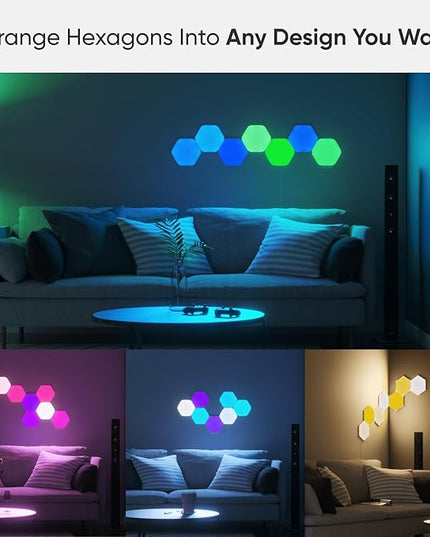 Nanoleaf Shapes WiFi and Thread Smart RGBW 16M+ Color LED Dimmable Gaming and Home Decor Wall Lights Smarter Kits Hexagons Smarter Kit (7 Pack) NANOLEAF