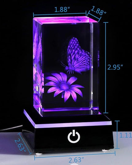 Qianwei Butterfly Gifts for Women, 3D Crystal Monarch Butterfly Figurines Stuff Gifts Girls Home Butterflies DecorFor Butterfly Lovers Her Statue Paperweight Birthday for Best Friend - LeafyLoom