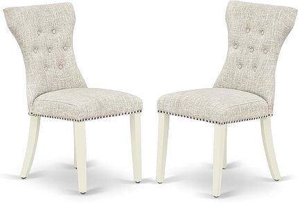 East West Furniture BOGA5-WHI-35 Boston 5 Piece Kitchen Set for 4 Includes a Round Room Table and 4 Doeskin Fabric Parsons Dining Chairs, Linen White, 42x42 Inch - LeafyLoom