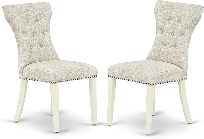 East West Furniture BOGA5-WHI-35 Boston 5 Piece Kitchen Set for 4 Includes a Round Room Table and 4 Doeskin Fabric Parsons Dining Chairs, Linen White, 42x42 Inch - LeafyLoom