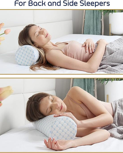 Nestl Neck Roll Pillow for Pain Relief - Premium Memory Foam – Bolster Pillow for Sleeping with a Breathable Cooling Cover - Comfy Cylinder Neck Roll Pillow - LeafyLoom