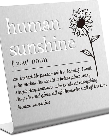 Human Sunshine Definition Desk Signs Funny Appreciation Gifts for Women Thank You Gift for Friends Teacher Coworker Doctor Nurse Gift for Mom Aunt Sister Sunshine Party Decorations (silver) XLK12 - LeafyLoom