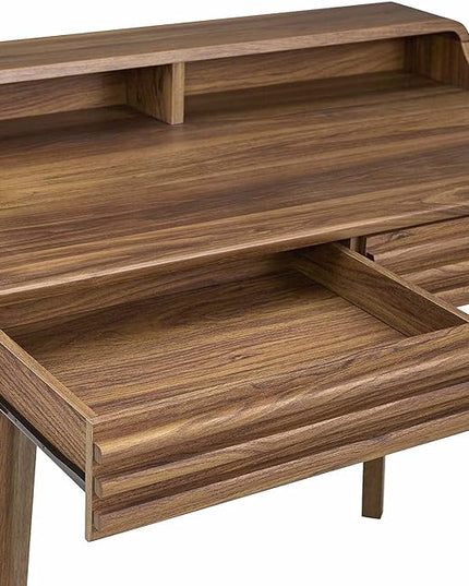 Modway Render Mid-Century Modern Writing Desk in Walnut - LeafyLoom