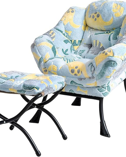 Welnow Toddler Kids Lazy Chair with Ottoman, Glow in The Dark Accent Comfy Lounge Children Armchair Couch with Removable Cover, Detachable Reading Chair with Footrest for Boy or Girl - LeafyLoom