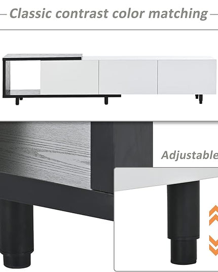 Merax, White Mondern Stand 80+inch, TV Cabinet for Living Room, 84.6" length - LeafyLoom
