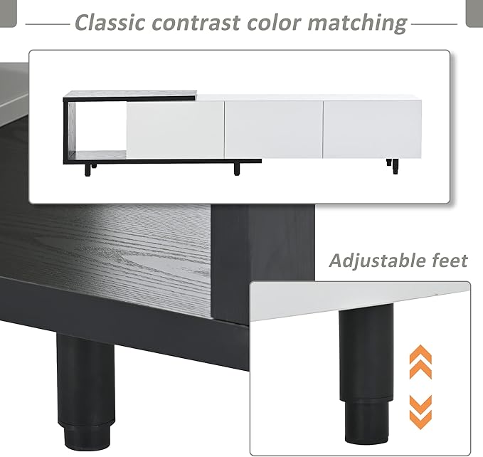 Merax, White Mondern Stand 80+inch, TV Cabinet for Living Room, 84.6" length - LeafyLoom