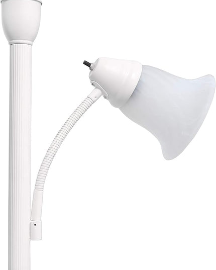 Elegant Designs LF2003-WHT 2 Light Mother Daughter Marble Glass Floor Lamp, White - LeafyLoom