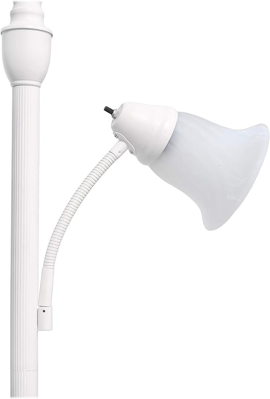 Elegant Designs LF2003-WHT 2 Light Mother Daughter Marble Glass Floor Lamp, White - LeafyLoom