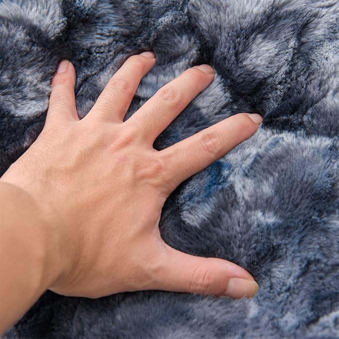 A Nice Night Faux Fur Soft Reading Pillow Bed Wedge Adult Backrest with Arms Back Support for Sitting Up in Bed/Couch for Bedrest,Tie Dyed Gray,Large - LeafyLoom