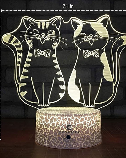 easuntec Cat Gifts for Cat Lovers Cat Lamp with Remote & Smart Touch 7 Colors + 16 Colors Changing Dimmable Cat Gifts 4 5 6 7 8 Year Old Girl Gifts (2Cat 16WT) - LeafyLoom