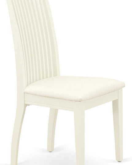 East West Furniture SHIP3-WHI-C 3 Piece Dinette Set for Small Spaces Contains a Round Dining Room Table with Pedestal and 2 Linen Fabric Kitchen Dining Chairs, 42x42 Inch, Linen White - LeafyLoom