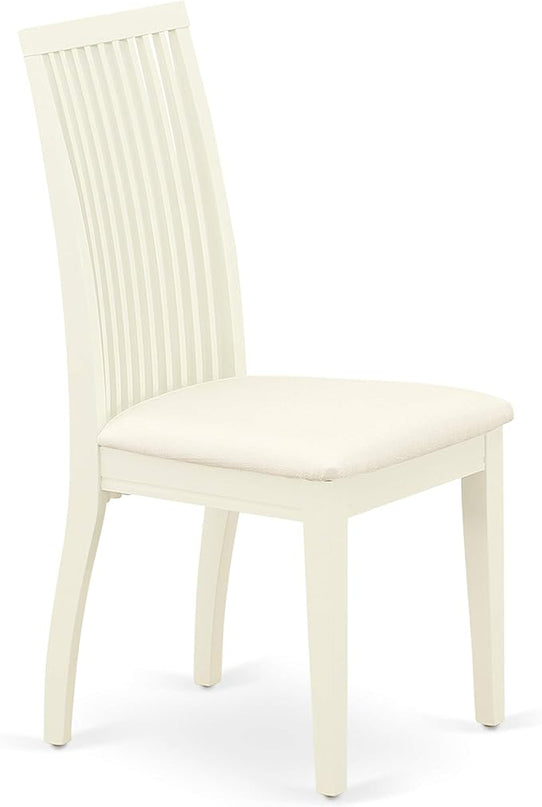 East West Furniture SHIP3-WHI-C 3 Piece Dinette Set for Small Spaces Contains a Round Dining Room Table with Pedestal and 2 Linen Fabric Kitchen Dining Chairs, 42x42 Inch, Linen White - LeafyLoom