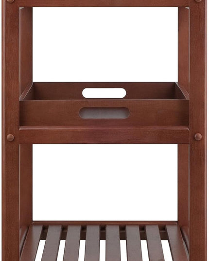 Winsome Wood Jonathan Kitchen Walnut Cart Albert Entertainment Kitchen Cart, Walnut - LeafyLoom